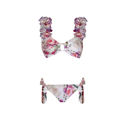 Nur Karaata Women's White Lily Bianca Short Waist Bikini Set