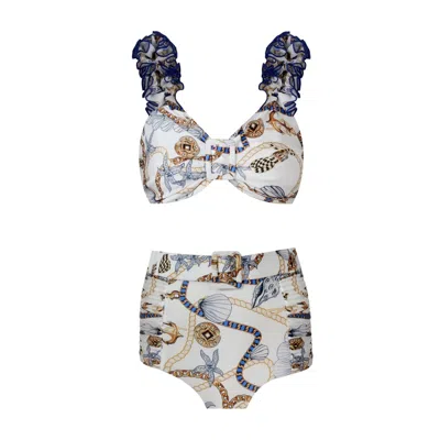 Nur Karaata Women's White Lily Tropezienne Bikini Set