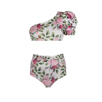Nur Karaata Women's White Rosabelle Rose Bikini