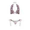 Nur Karaata Women's White Triangle Bianca Ruffle Bikini Set In White