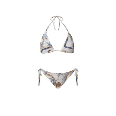 Nur Karaata Women's White Triangle Tropezienne Bikini Set
