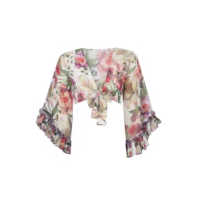Nur Karaata Women's White Violet Bianca Top