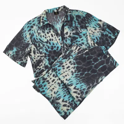 Nur Pillow Design Women's Blue Leopard Loungewear