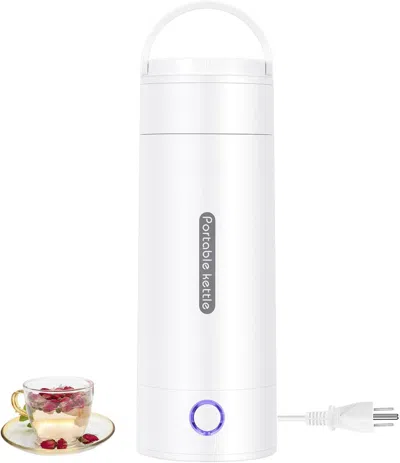 Nura Home Portable Travel Electric Kettle, 350ml Small Electric Tea Kettle, Mini Hot Water Boiler 304 Stainles In White