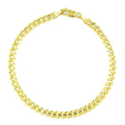 Pre-owned Nuragold 10k Yellow Gold Solid 5mm Concave Curb Cuban Chain Italian Link Mens Bracelet 9"