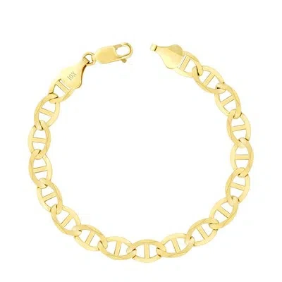 Pre-owned Nuragold 10k Yellow Gold Solid Mens 7.5mm Mariner Anchor Flat Link Chain Bracelet 7.5"