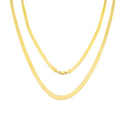 Pre-owned Nuragold 10k Yellow Gold Solid Womens 4mm High Polish Silk Herringbone Chain Necklace 16"