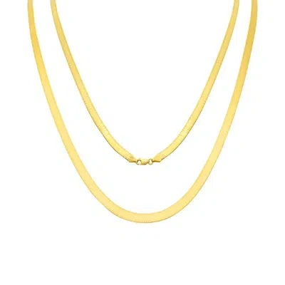 Pre-owned Nuragold 10k Yellow Gold Solid Womens 5mm High Polish Silk Herringbone Chain Necklace 18"