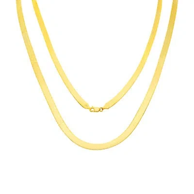 Pre-owned Nuragold 10k Yellow Gold Solid Womens 6mm High Polish Silk Herringbone Chain Necklace 18"