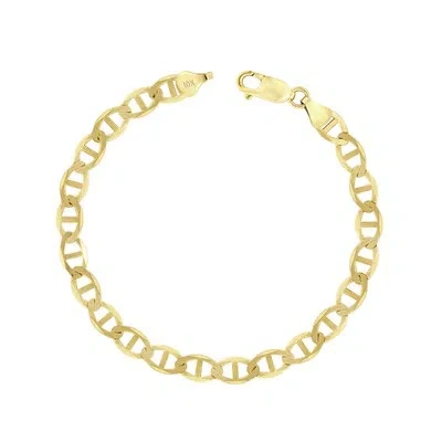 Pre-owned Nuragold 10k Yellow Gold Solid Womens 6mm Mariner Anchor Flat Link Chain Bracelet 7"