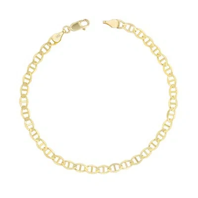 Pre-owned Nuragold 14k Yellow Gold Solid 5mm Womens Mariner Anchor Flat Link Chain Bracelet 7"