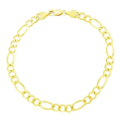 Pre-owned Nuragold Real 14k Yellow Gold 5.5mm Figaro Link Italian Chain Link Bracelet Mens 9"