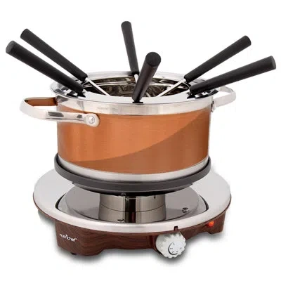 Nutrichef 1 Quart Stainless Steel Fondue Set In Silver;orange