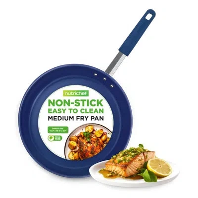 Nutrichef 10 Inch Non Stick Ceramic Coated Frying Pan, Aluminum Frying Pan With Silicone Handle, Stain-resista