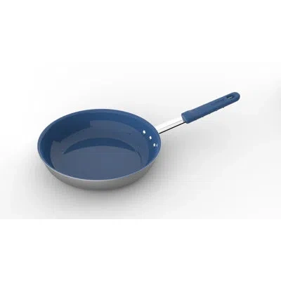 Nutrichef 10'''' Medium Fry Pan - Non-stick Pan With Silicone Handle, Ceramic Coating Inside In Blue;gray
