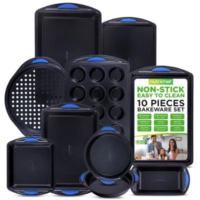 Nutrichef 10 Piece Non-stick Steel Bakeware Set In Black