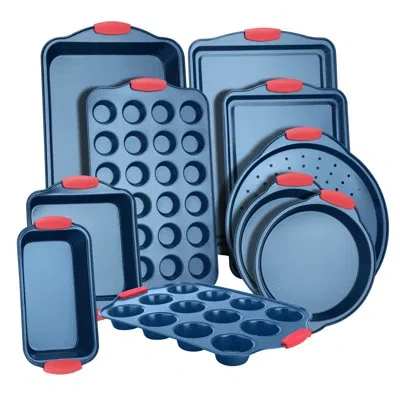 Nutrichef 10 Piece Non-stick Steel Bakeware Set In Blue
