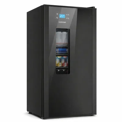 Nutrichef 108-can Beer Fridge Cooler With Glass Door And Digital Temperature Control For Chilling Beers And So In Polished Chrome
