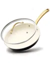Nutrichef 12in Frypan With Lid In Gold