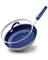 Nutrichef 8in Frypan With Lid In Blue