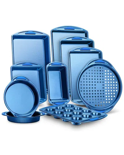 NUTRICHEF NUTRICHEF 10PC BAKEWARE SET WITH RED SILICONE HANDLES
