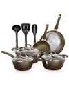 Nutrichef 11pc Brown Diamond Nonstick Cookware Set In Brown