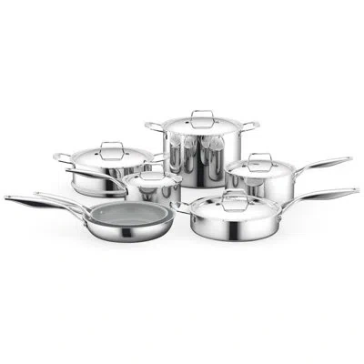 Nutrichef 12 Piece Stainless Steel Non Stick Cookware Set In Silver