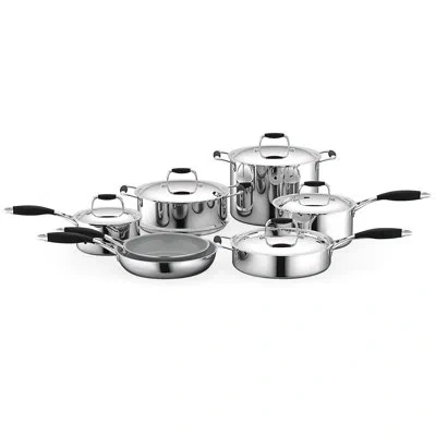 Nutrichef 12 Pieces Stainless Steel Non Stick Cookware Set In Silver