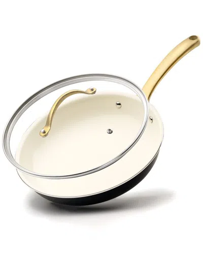 Nutrichef 12in Frypan With Lid In Gold