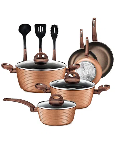 Nutrichef 12pc Brown Nonstick Cookware Set