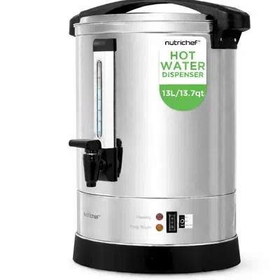 Nutrichef 13 Liter Water Boiler And Hot Water Dispenser  - Double Layer Beverage With Safety Lock Lid  (black 