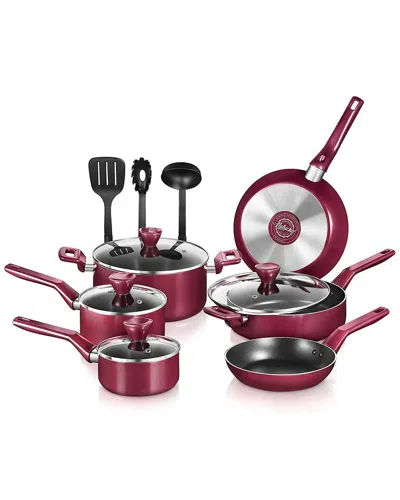 Nutrichef 13pc Aluminum Red Kitchenware Set