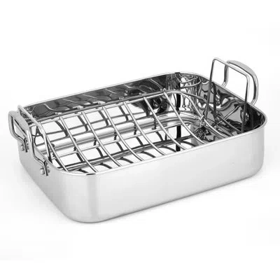 Nutrichef 14.8" In Stainless Steel Roasting Pan In Silver