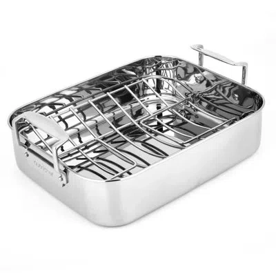 Nutrichef 15 In. Stainless Steel Roasting Pan In Silver