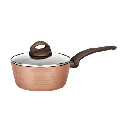 Nutrichef 1.5 Qt. Non-stick Aluminum Soup Pot With Lid In Brown