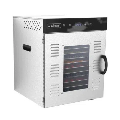 Nutrichef 16 Shelf Stainless Steel Trays With Digital Timer And Temperature Control, 1500 Watts In White