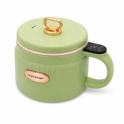 Nutrichef 1.6l Portable Electric Rice Cooker, Multi-functional With Non-stick Ceramic Coating, Digital Control In Green