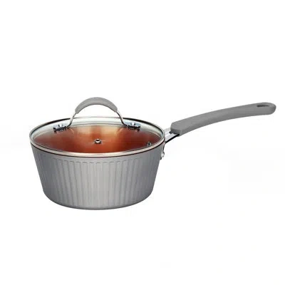 Nutrichef 1.7 Qt. Non-stick Aluminum Saucepan Pot With Lid In Silver