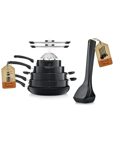 Nutrichef 17pc Non-stick Cookware Set In Black