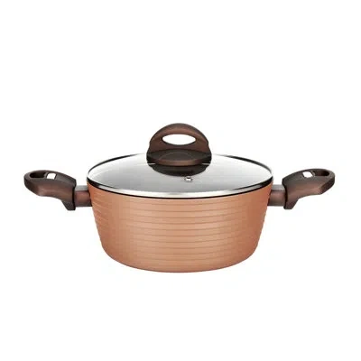 Nutrichef 2 Qt. Non-stick Aluminum Soup Pot With Lid In Brown