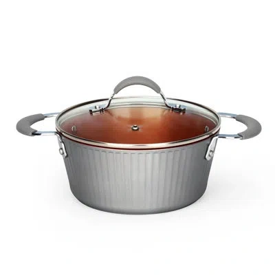 Nutrichef 2.1 Qt. Non-stick Aluminum Soup Pot With Lid In Gray