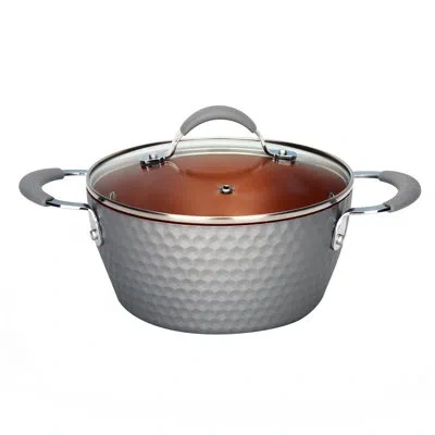 Nutrichef 2.1 Qt. Non-stick Aluminum Soup Pot With Lid In Gray