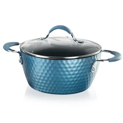 Nutrichef 2.1 Qt. Non-stick Ceramic Soup Pot With Lid In Blue