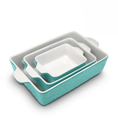 Nutrichef 3 Piece Non-stick Ceramic Bakeware Set In Blue