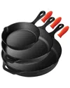 Nutrichef 3pc Non-stick Iron Skillet Cooking Pan Set In Black