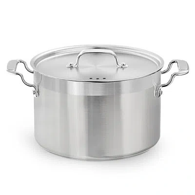 Nutrichef 5 Qt. Non-stick Aluminum Stock Pot With Lid In Stainless Steel;silver