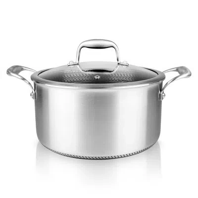 Nutrichef 5 Qt. Non-stick Stainless Steel Stock Pot With Lid In Silver