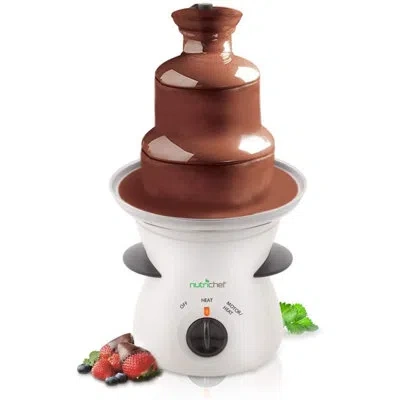 Nutrichef .5 Qts. Stainless Steel Fondue Set In White