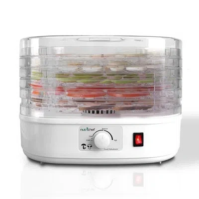 Nutrichef 5 Tray Electric Countertop Food Dehydrator In White