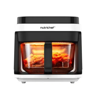 Nutrichef 5.8 Quart Air Fryer | 8-1 Preset Cook Modes | Transparent Fry Bowl For Cooking Results | Cook Shrimp In Black